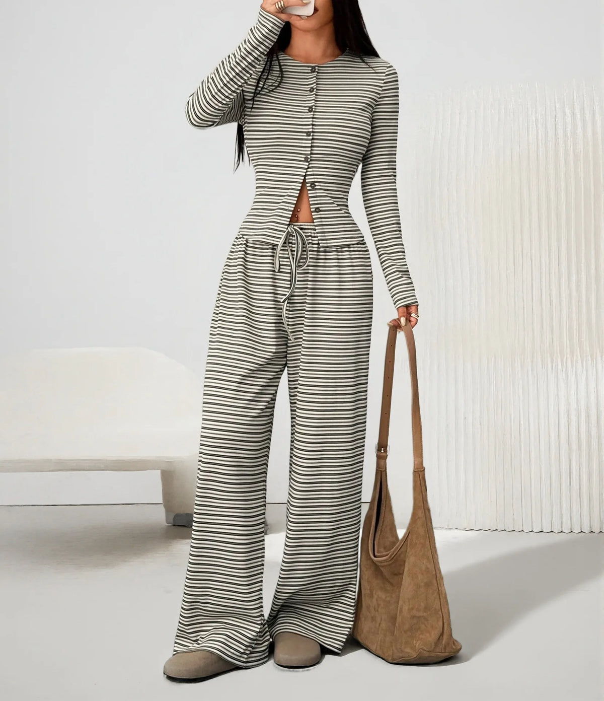EasyPair Striped Shirt & Pants Set – Seaside Relaxed Stripes
