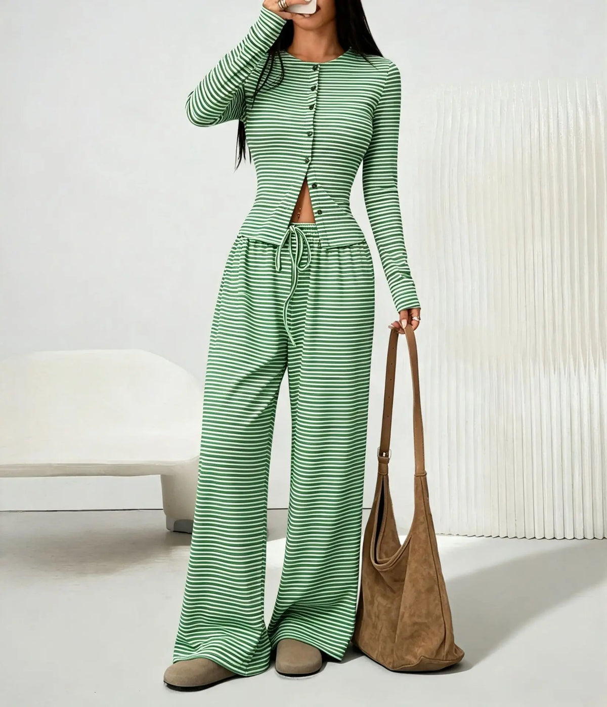 EasyPair Striped Shirt & Pants Set – Seaside Relaxed Stripes