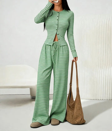 EasyPair Striped Shirt & Pants Set – Seaside Relaxed Stripes