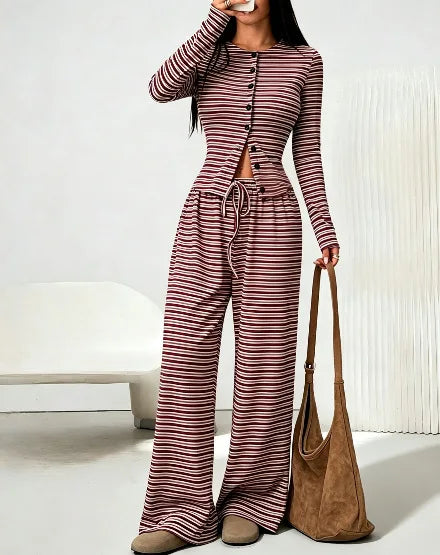 EasyPair Striped Shirt & Pants Set – Seaside Relaxed Stripes