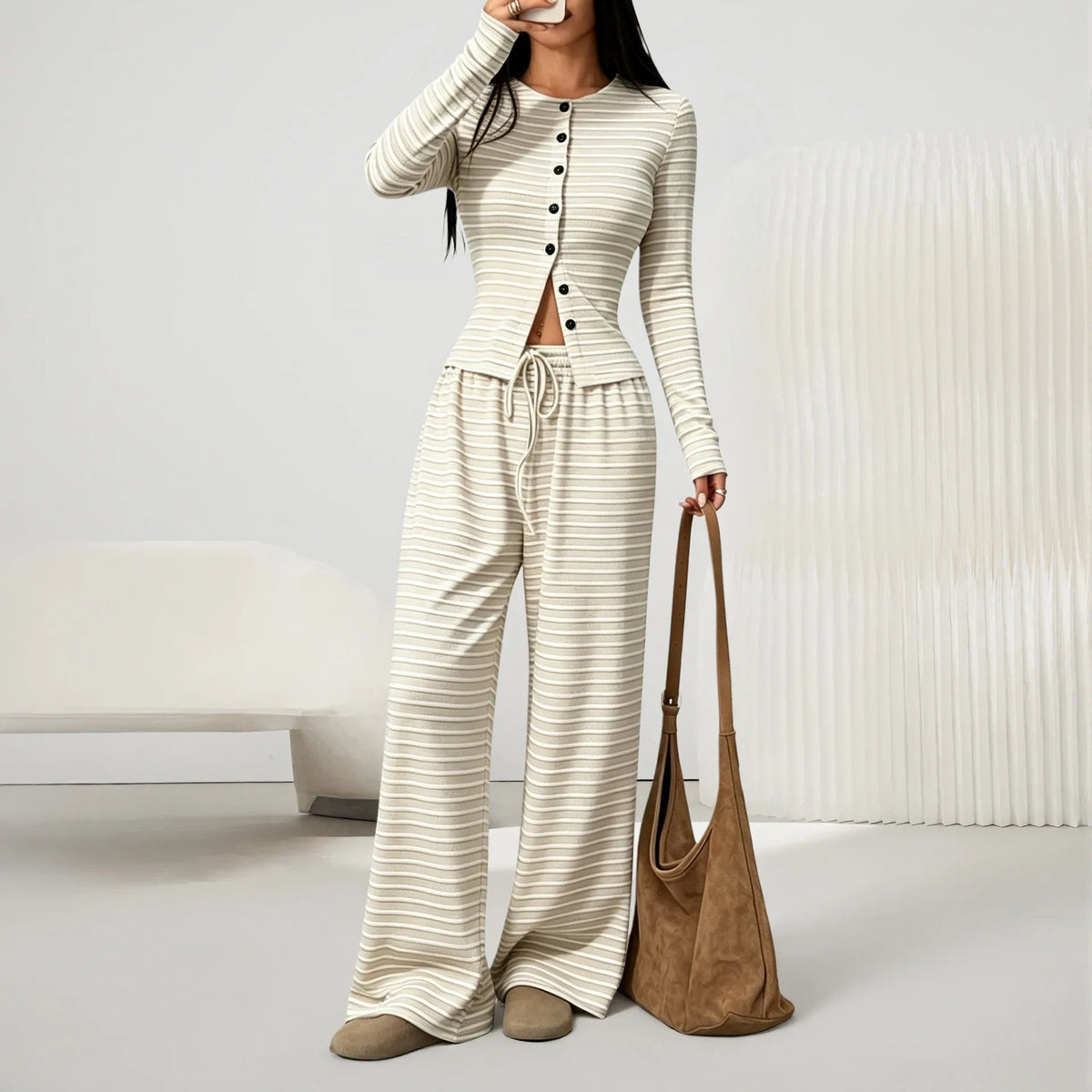EasyPair Striped Shirt & Pants Set – Seaside Relaxed Stripes